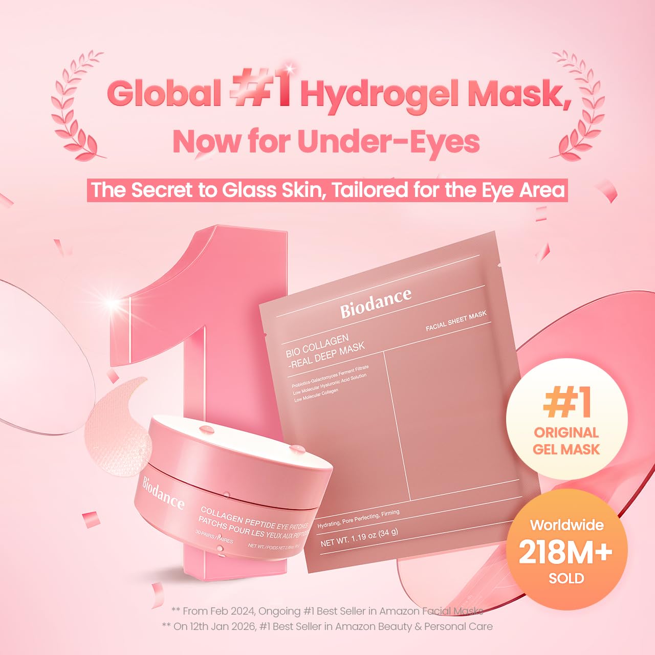 BIODANCE Collagen Anti-Aging Set: Bio Collagen Real Deep Mask & Collagen Peptide Eye Patches, Set for Face & Smile Lines, Korean Skin Care, Skin Care Gift Set