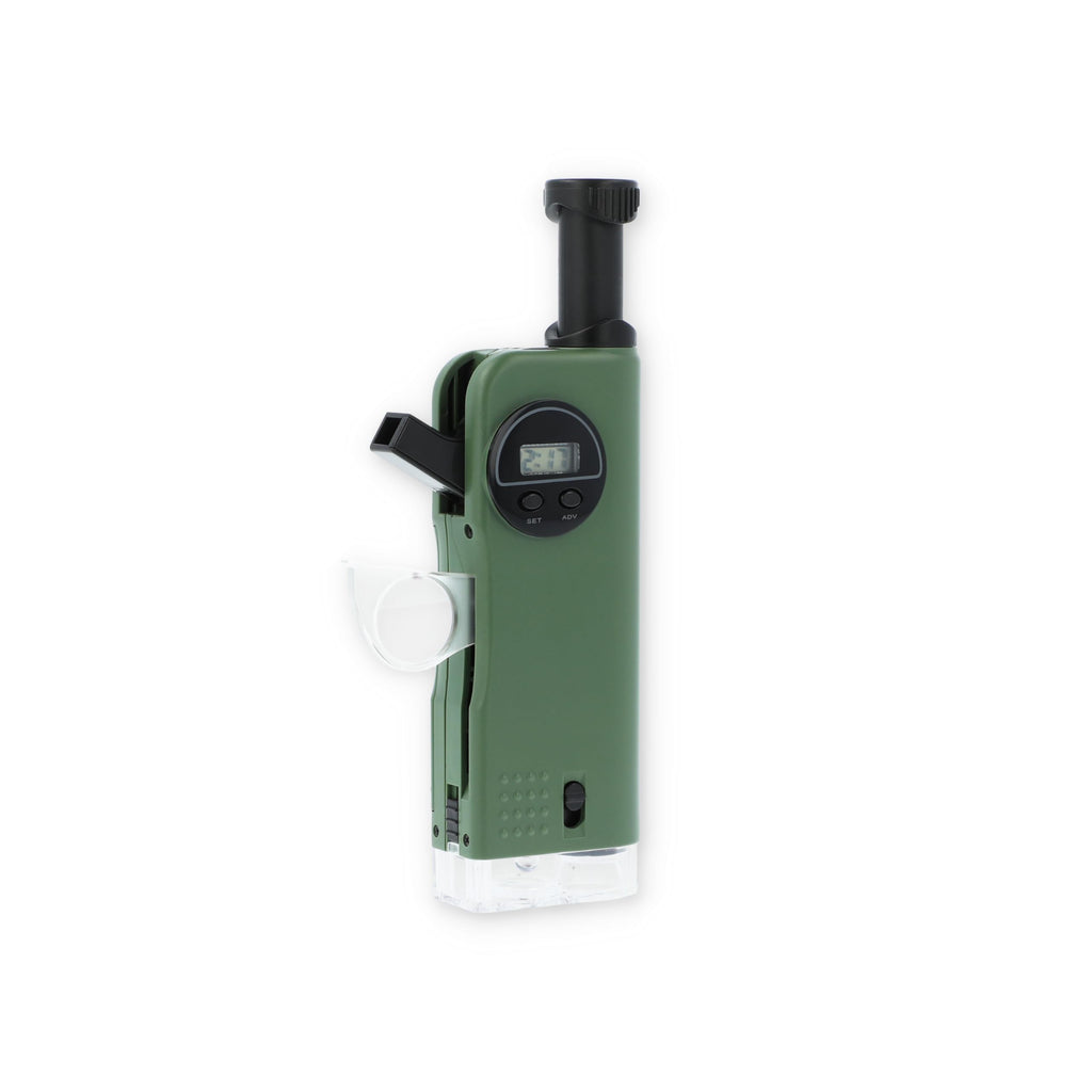 Carson X-Scope Kids 7 Function Multi Purpose Optical Pocket Tool with 30x Microscope, 8x Telescope, 9x Fold-Out Magnifier, Flashlight, Signal Whistle, Directional Compass and Digital Clock (CP-11)
