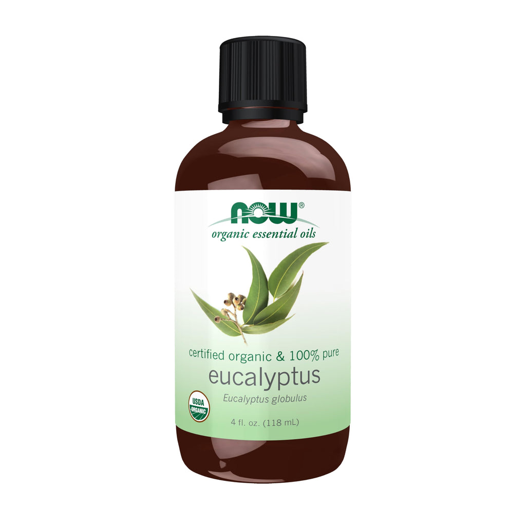 NOW Essential Oils, Organic Eucalyptus Globulus Oil, Steam Dist., 4 fl. oz