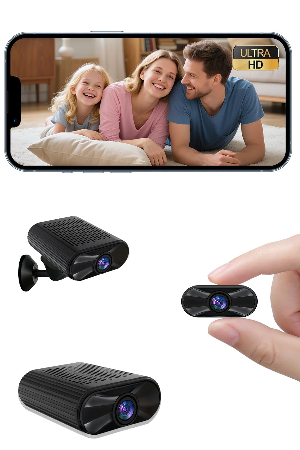 Mini Camera - 4K HD Wireless Small Camera - Tiny Indoor Security Cameras with Night Vision & Motion Detection, APP Control Nanny Cam for Home, Office, Baby, Pet, Miniguard Cam ( 2.4G & 5GHz WiFi )