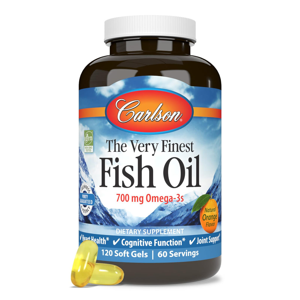 Carlson The Very Finest Fish Oil, 700 mg, Omega-3s, Orange, 120 Softgels
