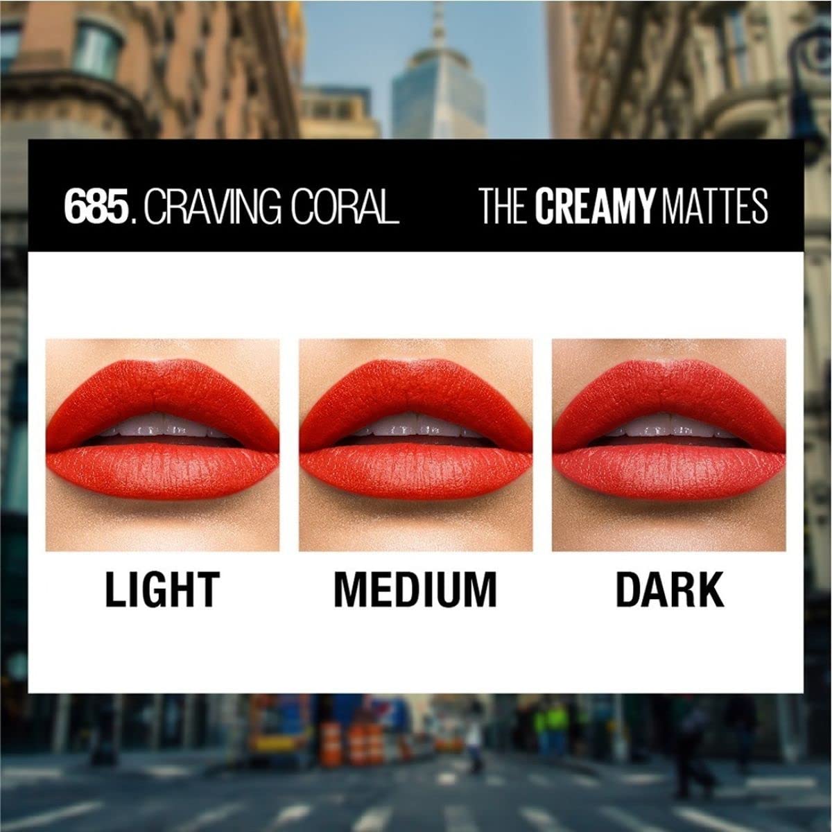 Maybelline Color Sensational Creamy Matte Lipstick, Craving Coral, 0.15 oz.