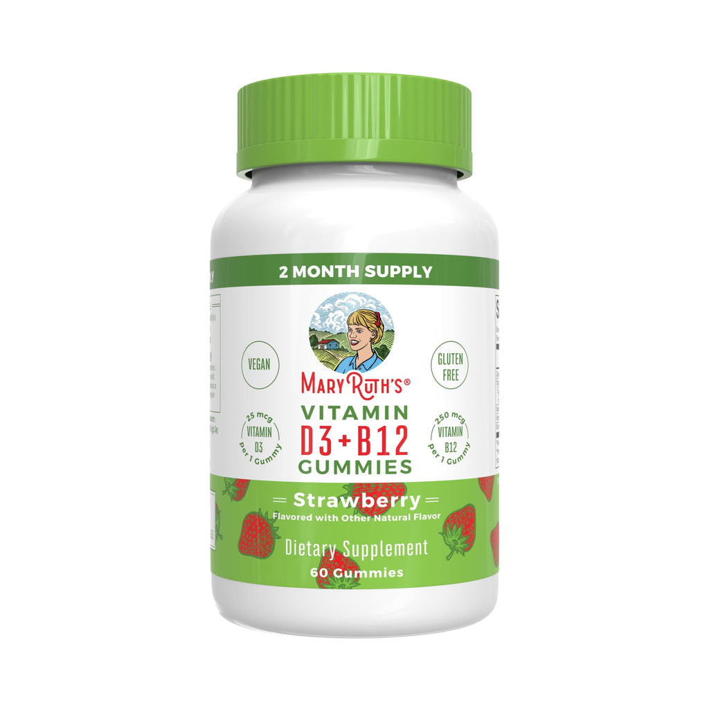 MARYRUTH'S Vitamin D3 + B12 Gummies for Ages 4+, Bone Health, 60 Servings