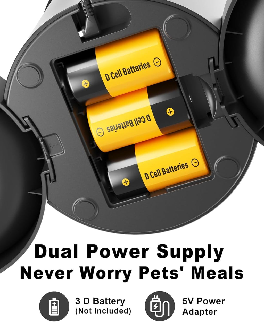 Dual Automatic Cat Feeder 2 Cats, 4.2L Dry Food Auto Dispenser with Double Stainless Steel Bowls,Dual Power Supply,Programmable Portion Control,10s Voice Recorder(Black)