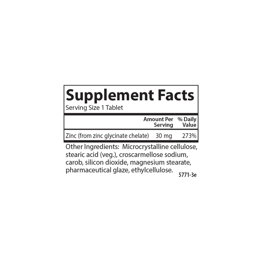 Carlson Chelated Zinc, 30 mg, Chelated Zinc Supplement, 1000 Tablets