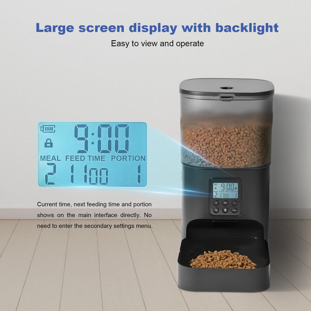 ANDOLL HOME Automatic Cat Feeder, Cat Food Dispenser with 10s Voice Recorder, Pet Feeder up to 8 Meals per Day, Timed Feeder with Dry Food Sealed Ring