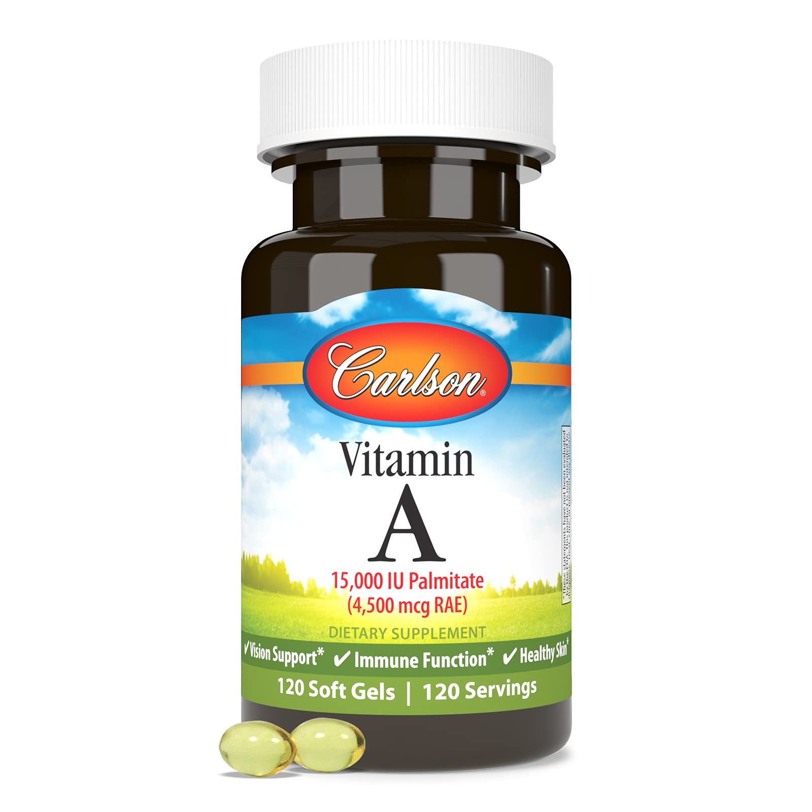 Carlson Vitamin A, 15000 IU, Palmitate (4500 mcg RAE), 120 Softgels