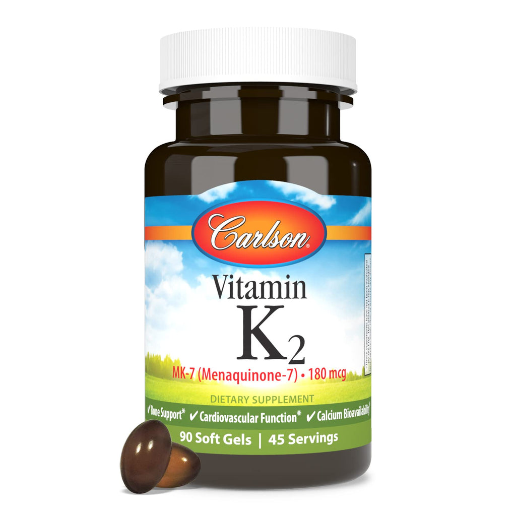 Carlson Vitamin K2 MK-7 (Menaquinone), 180 mcg, Bone Support, 90 Softgels