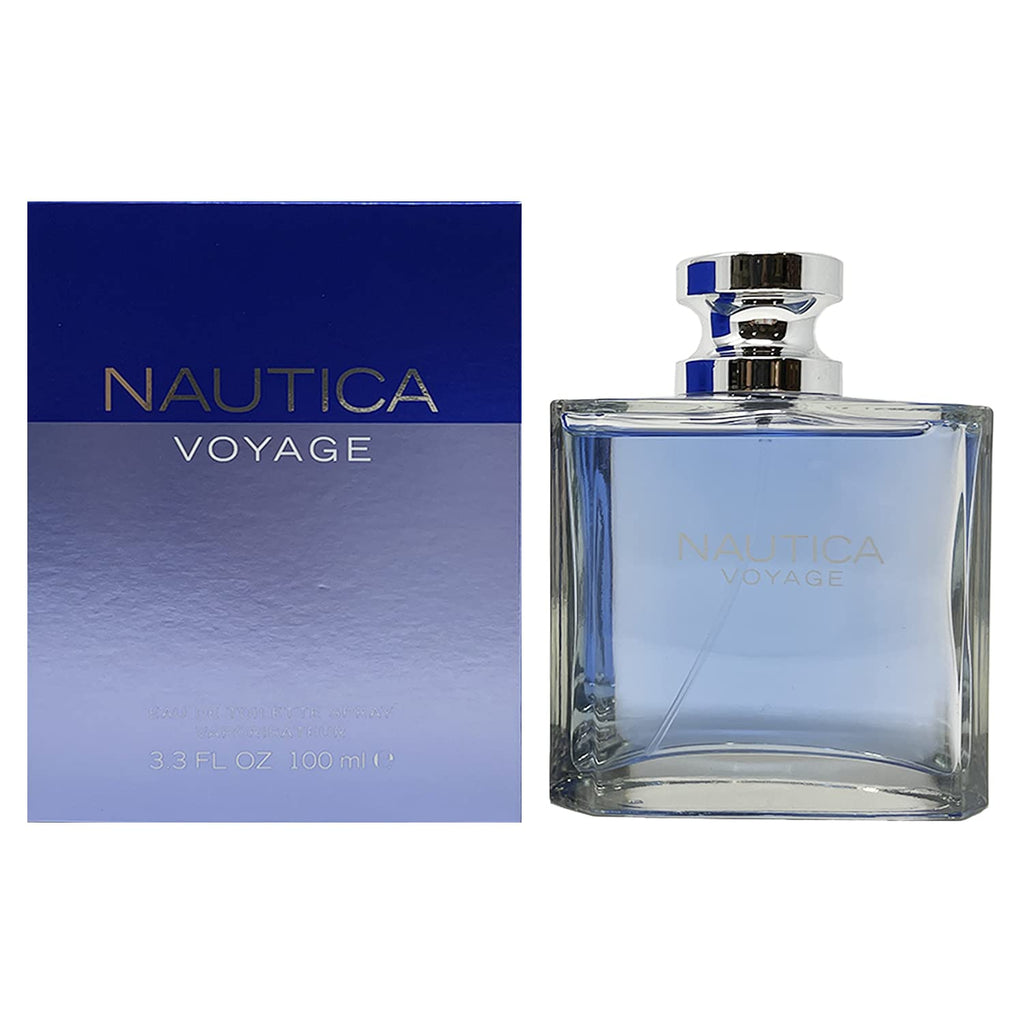 Nautica Voyage Eau De Toilette for Men - Fresh, Romantic, Fruity Scent Woody, Aquatic Notes of Apple, Water Lotus, Cedarwood, and Musk Ideal Day Wear 3.3 Fl Oz