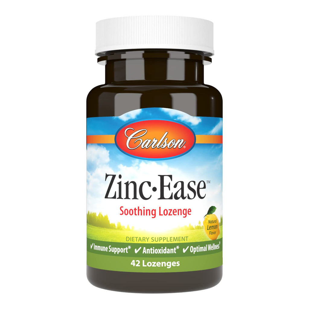 Carlson Zinc-Ease, Soothing Lozenge, Zinc Citrate, Lemon, 42 Lozenges