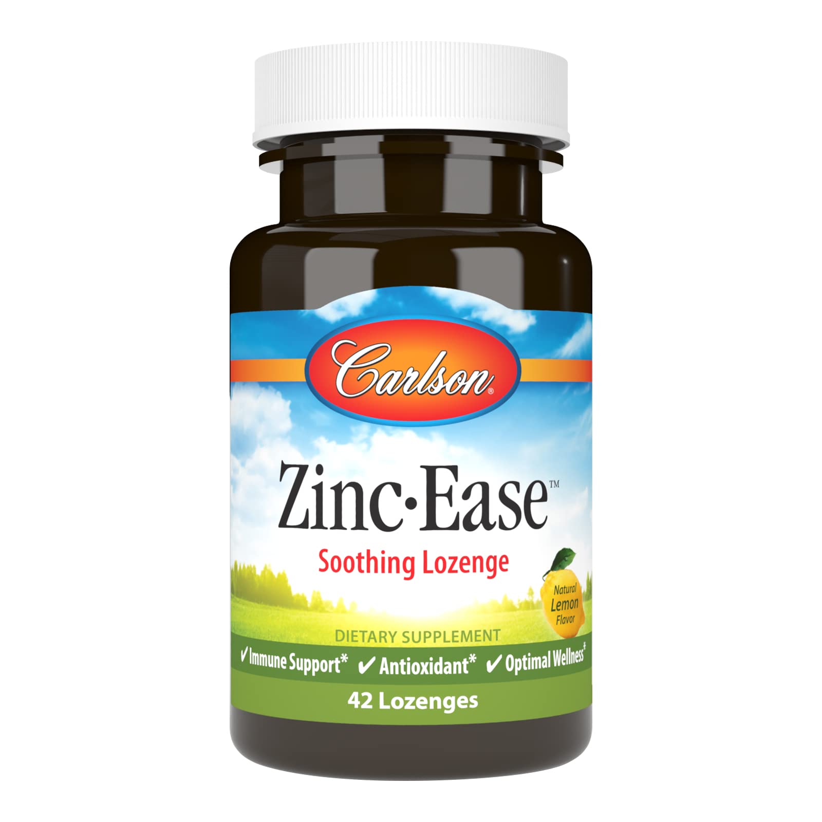 Carlson Zinc-Ease, Soothing Lozenge, Zinc Citrate, Lemon, 42 Lozenges