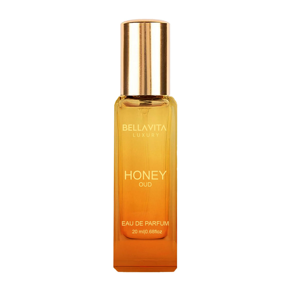 Bellavita Luxury Honey oud Eau de Parfum | 20 ml (0.7 fl.oz.) | Travel Size Perfume for Men and Women | Sweet Honey, Bergamot, Oud, and Amber Notes | Long Lasting Unisex Fragrance