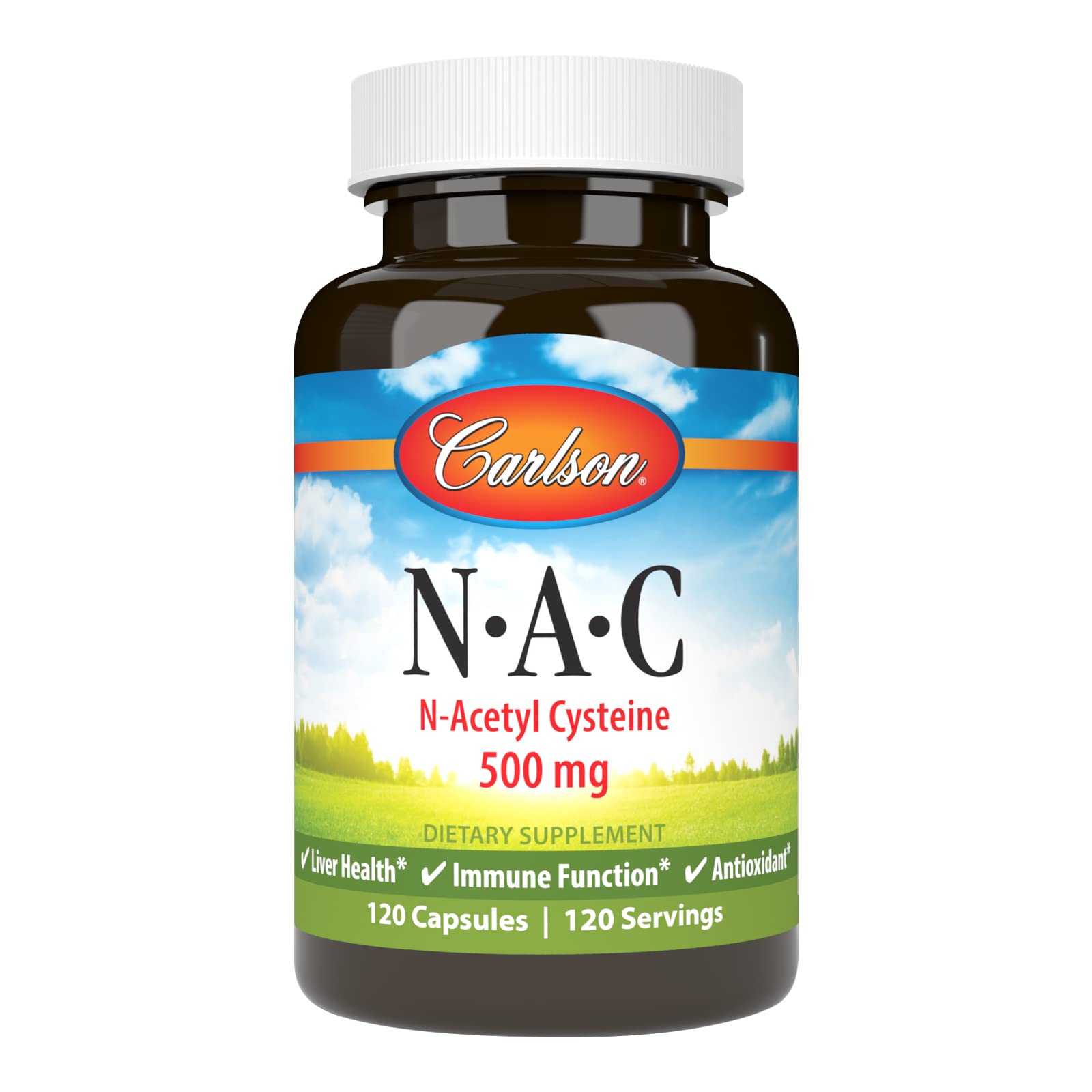 Carlson NAC, N-Acetyl Cysteine, 500 mg, 120 Vegetarian Capsules