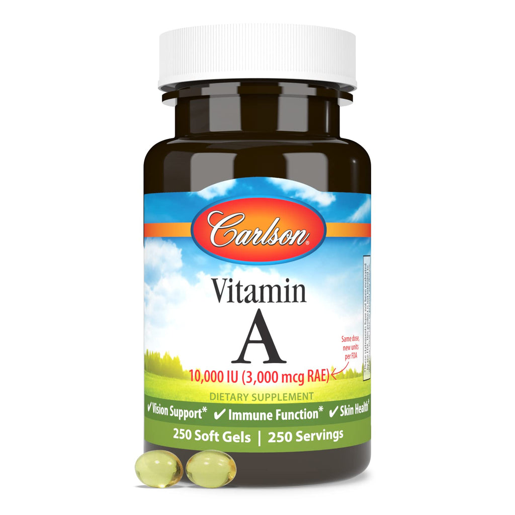 Carlson Vitamin A, 10000 IU (3000 mcg RAE), Vision Health, 250 Softgels