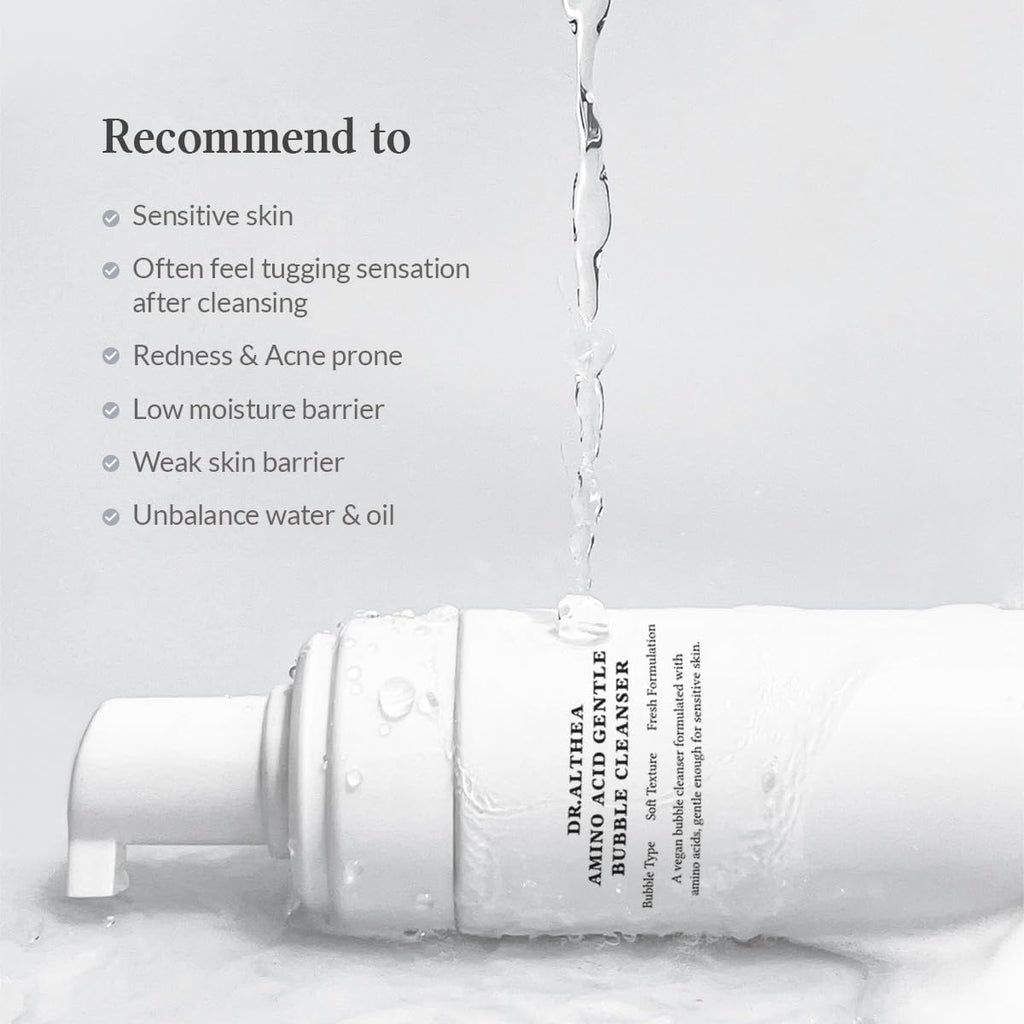 Dr.Althea Amino Acid Gentle Bubble Cleanser | Foam Cleanser | Daily Gentle Face Wash for Sensitive Skin | Vegan Korean Skin Care | 4.73 fl oz