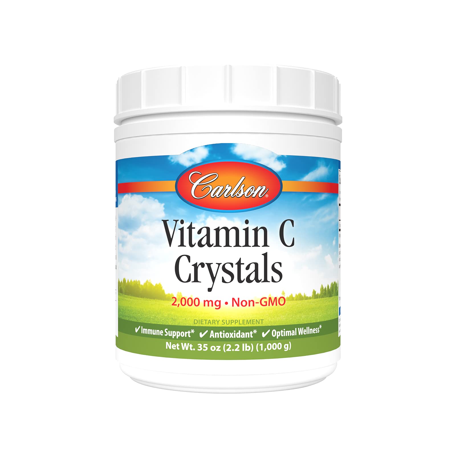 Carlson Non-GMO Vitamin C Crystals, 2000 mg, 35 Oz (1000 g)