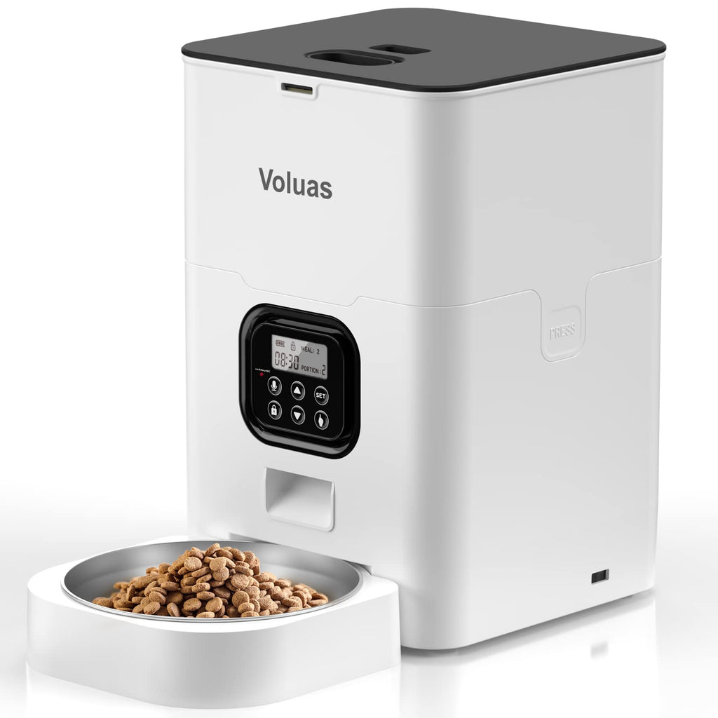 VOLUAS Automatic Cat Feeder, 4L Timed Dry Food Dispenser for Cats & Dogs