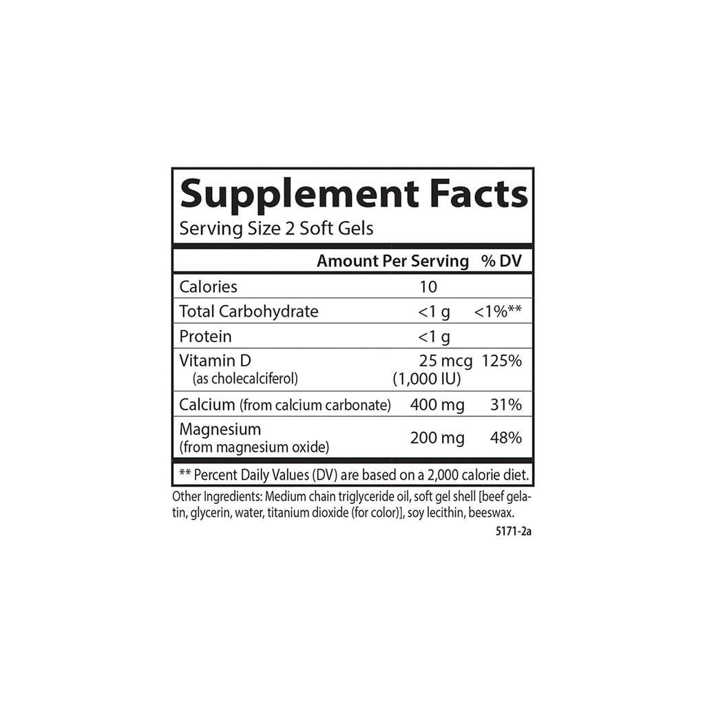 Carlson Calcium & Magnesium Gels, 200 mg Calcium Supplement, 100 Softgels