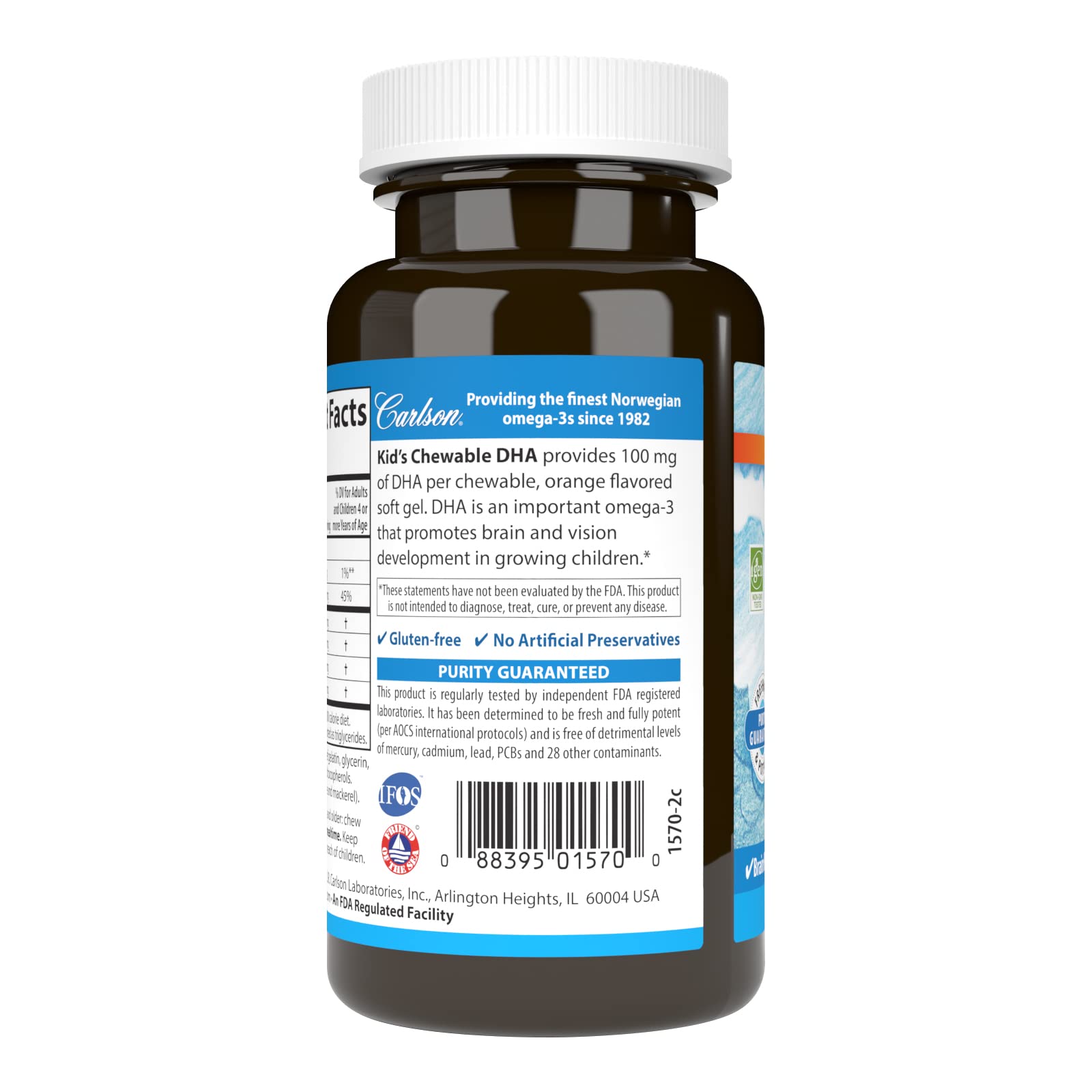 Carlson Kid's Chewable DHA, 100 mg, DHA, From Norway, 60 Chewable Softgels