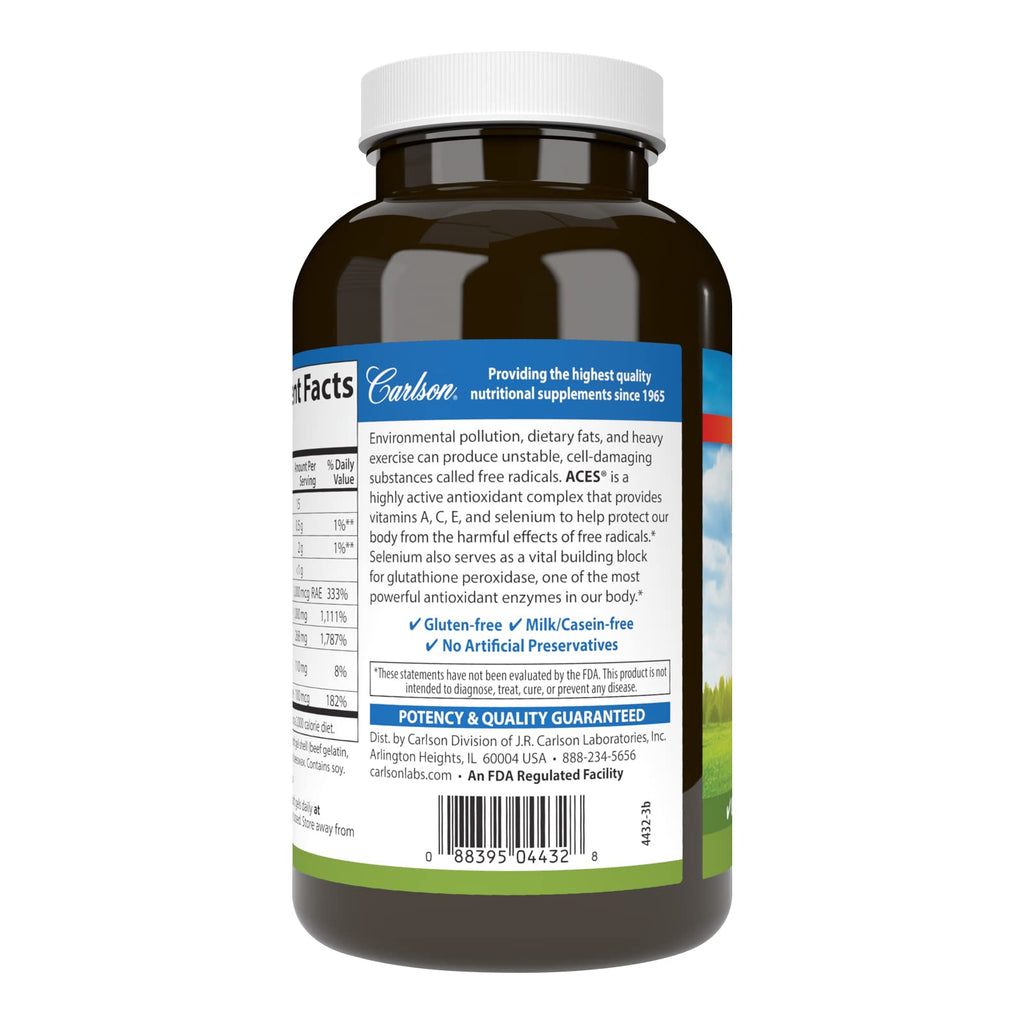 Carlson ACES, Vitamins A, C, E + Selenium, Cellular Health, 200 Softgels