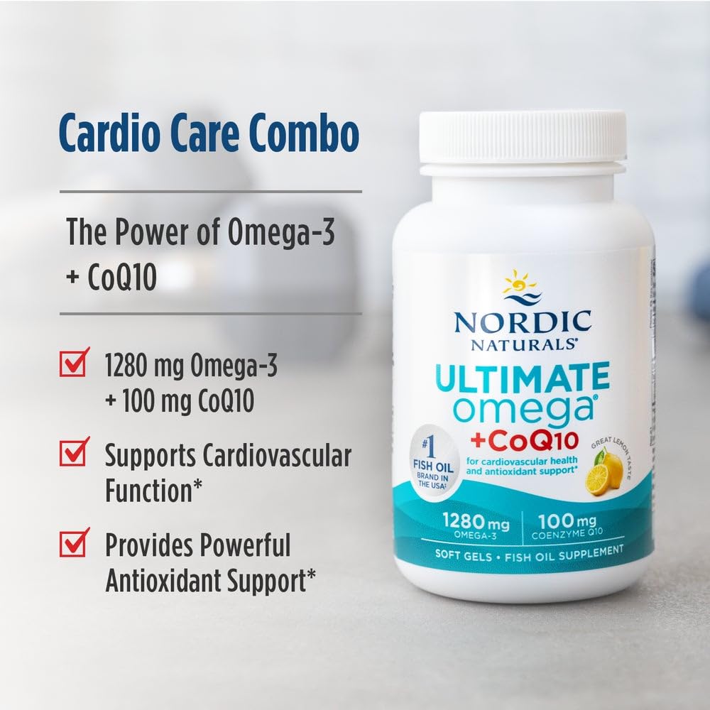 Nordic Naturals Ultimate Omega + CoQ10, Lemon Flavor - 120 Count