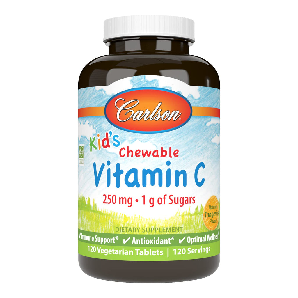 Carlson Kid's Chewable Vitamin C, 250 mg, 120 Vegetarian Chewable Tablets