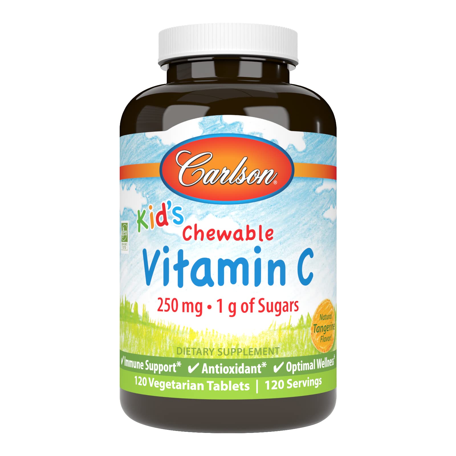 Carlson Kid's Chewable Vitamin C, 250 mg, 120 Vegetarian Chewable Tablets