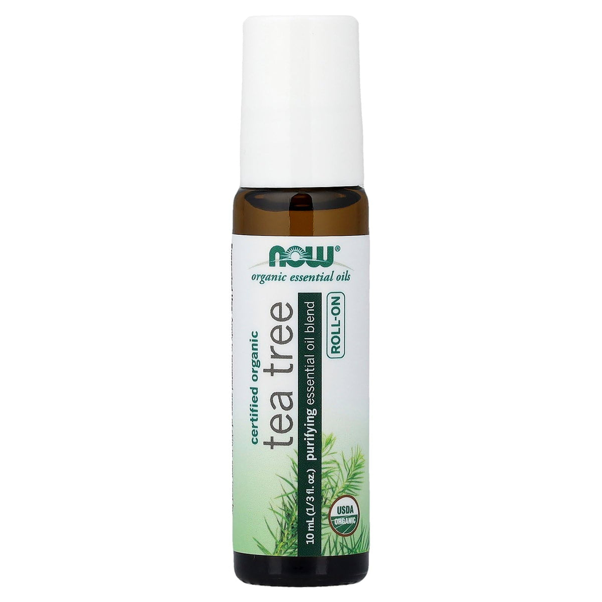 NOW Essential Oils, Organic Tea Tree Oil Purifying Roll-On, 10 mL