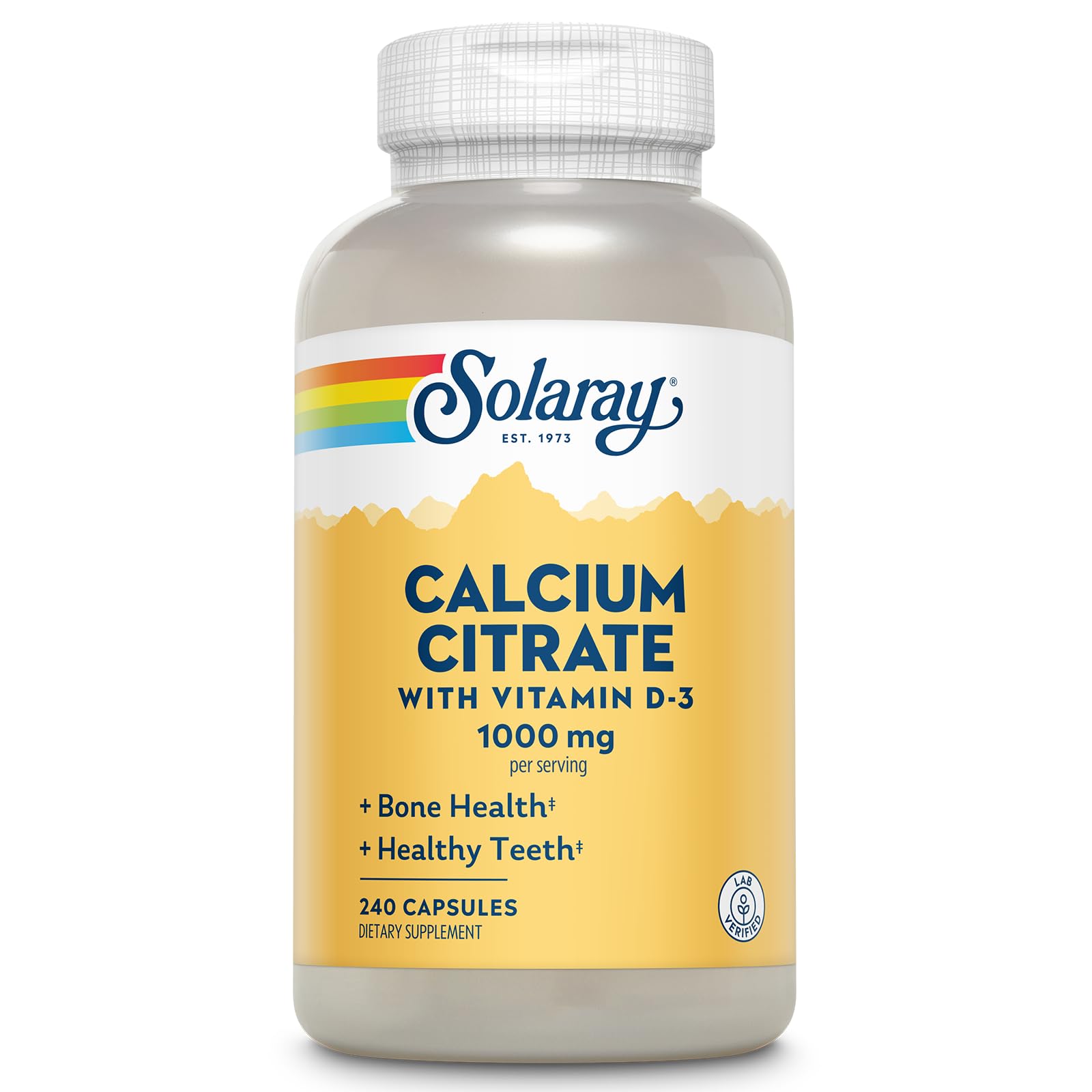 SOLARAY Calcium Citrate with Vitamin D3 1000 mg, 240 Capsules