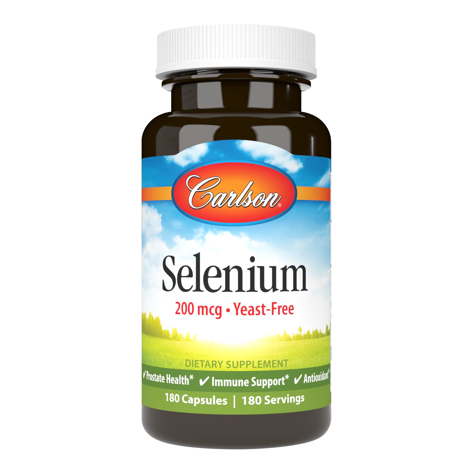 Carlson Selenium, 200 mcg, Yeast-Free, Prostate Health, 180 Capsules