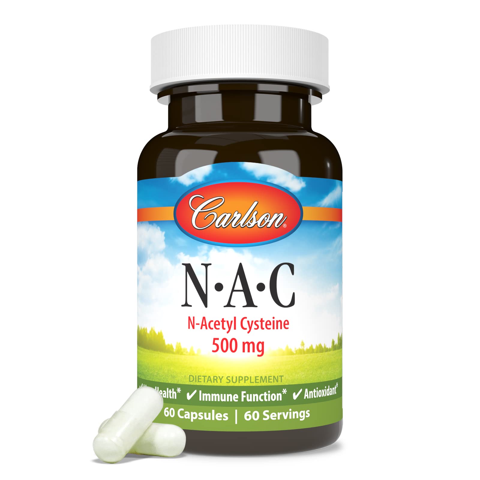 Carlson NAC, N-Acetyl Cysteine, 500 mg, 60 Vegetarian Capsules