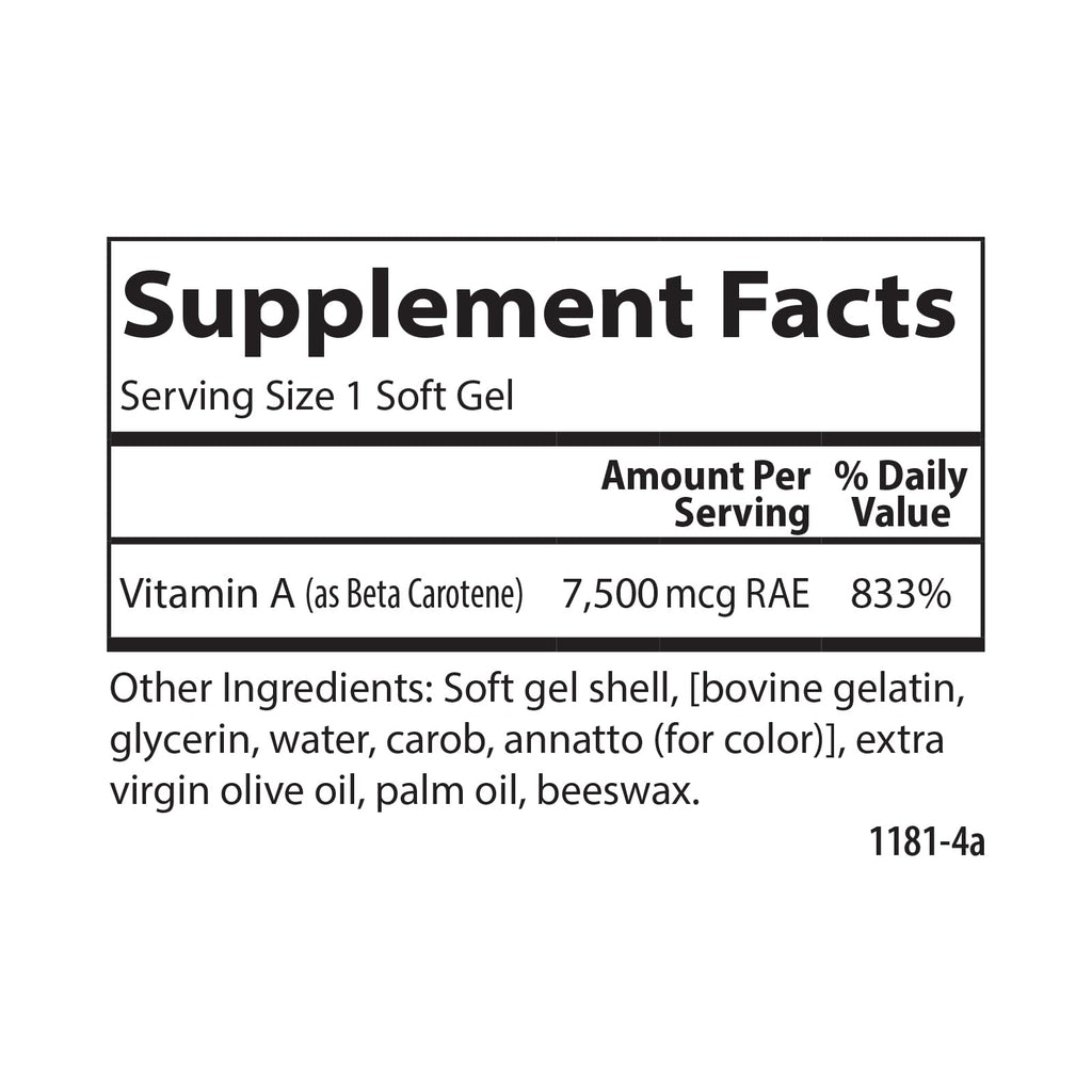 Carlson Super Beta Carotene, 25000 IU (15 mg), Vision Health, 100 Softgels