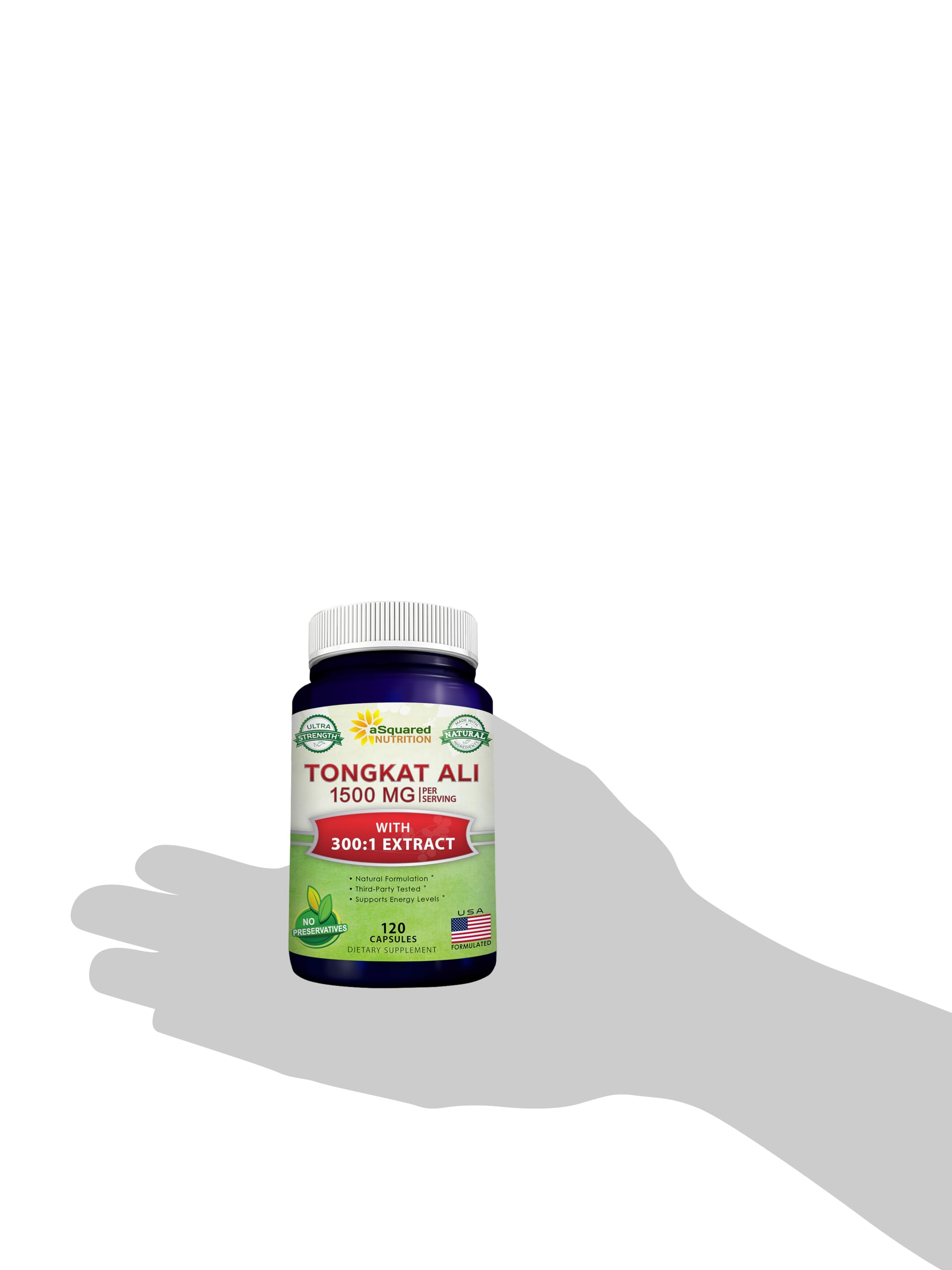 aSquared Nutrition Tongkat Ali 1500mg - 120 Capsules - Longjack (Eurycoma Longifolia) Extract Supplement & Long Jack Root Powder Pills - Tongkat Ali for Men & Women