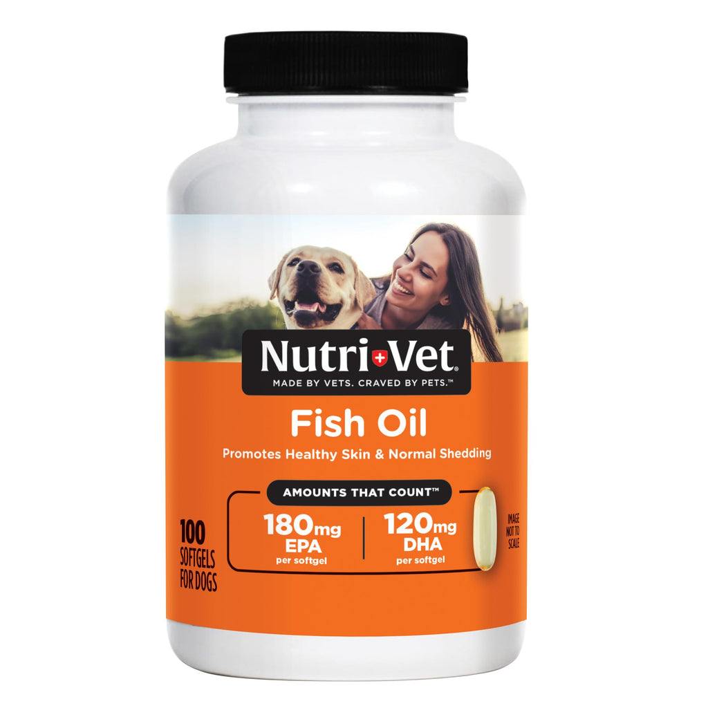 Nutri-Vet Fish Oil for Dogs, Omega 3 Skin Support, EPA & DHA, 100 Count