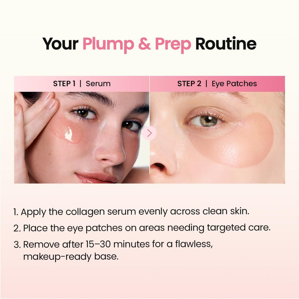 BIODANCE Collagen Boosting Set: Collagen Peptide Serum & Eye Patches, Plumping, Anti Wrinkle Set, Quick Morning Routine for Puffy Eyes, Smile Lines, Glass Skin Base, Skin Care Gift Set