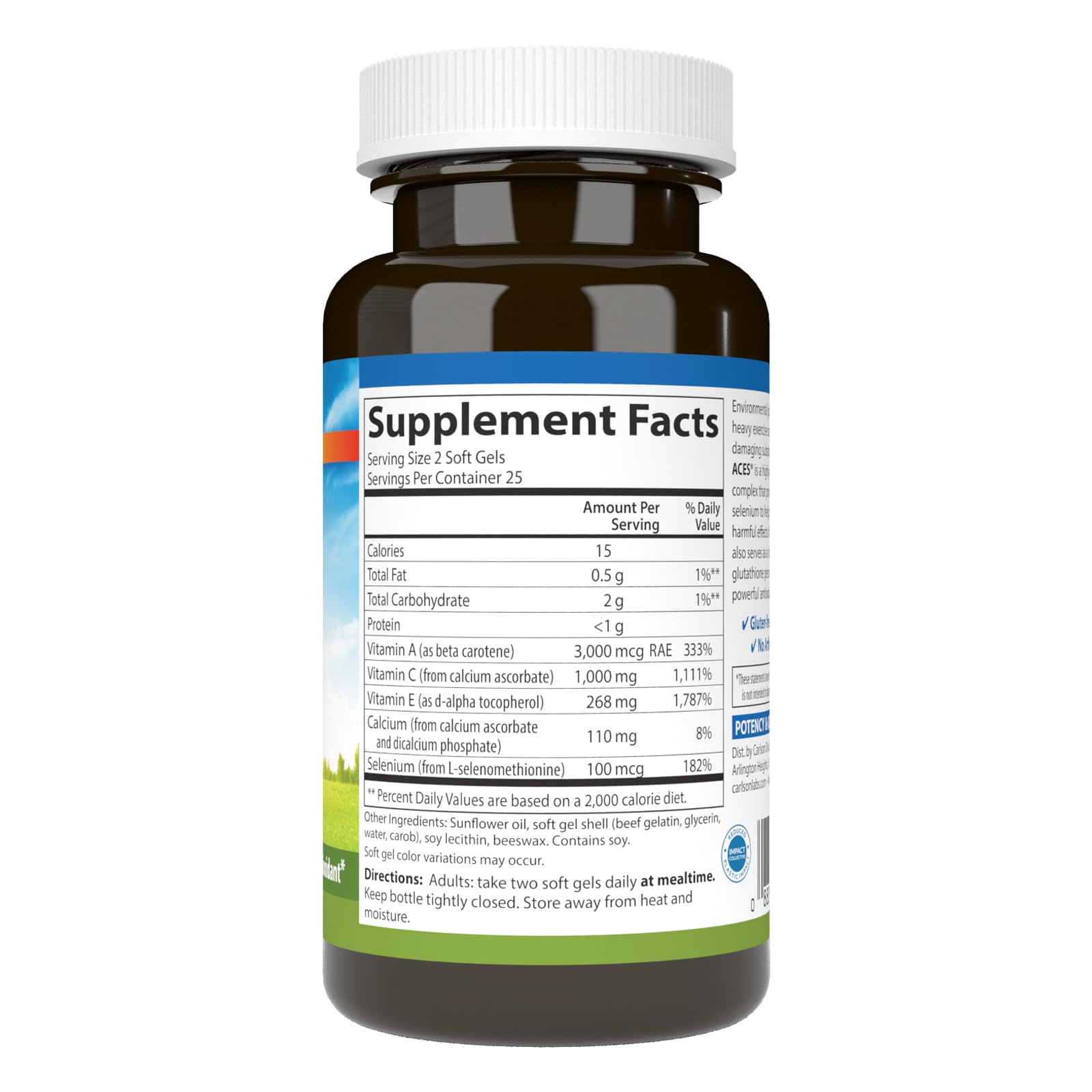 Carlson ACES, Vitamins A, C, E + Selenium, Cellular Health, 50 Softgels