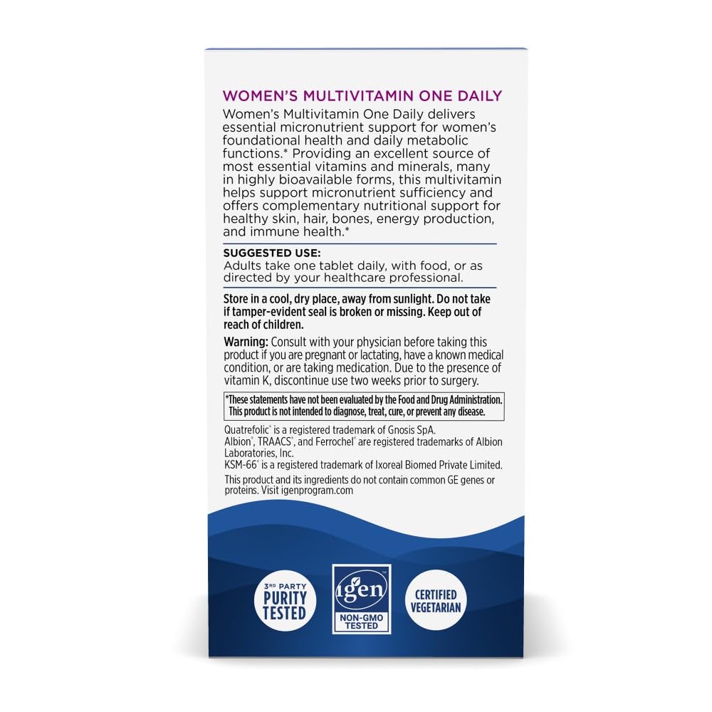 Nordic Naturals Women’s Multivitamin One Daily - Skin, Hair, Energy, & Bone Support - Immunity Supplement - 20 Essential Nutrients - 30 Tablets - 30 Servings