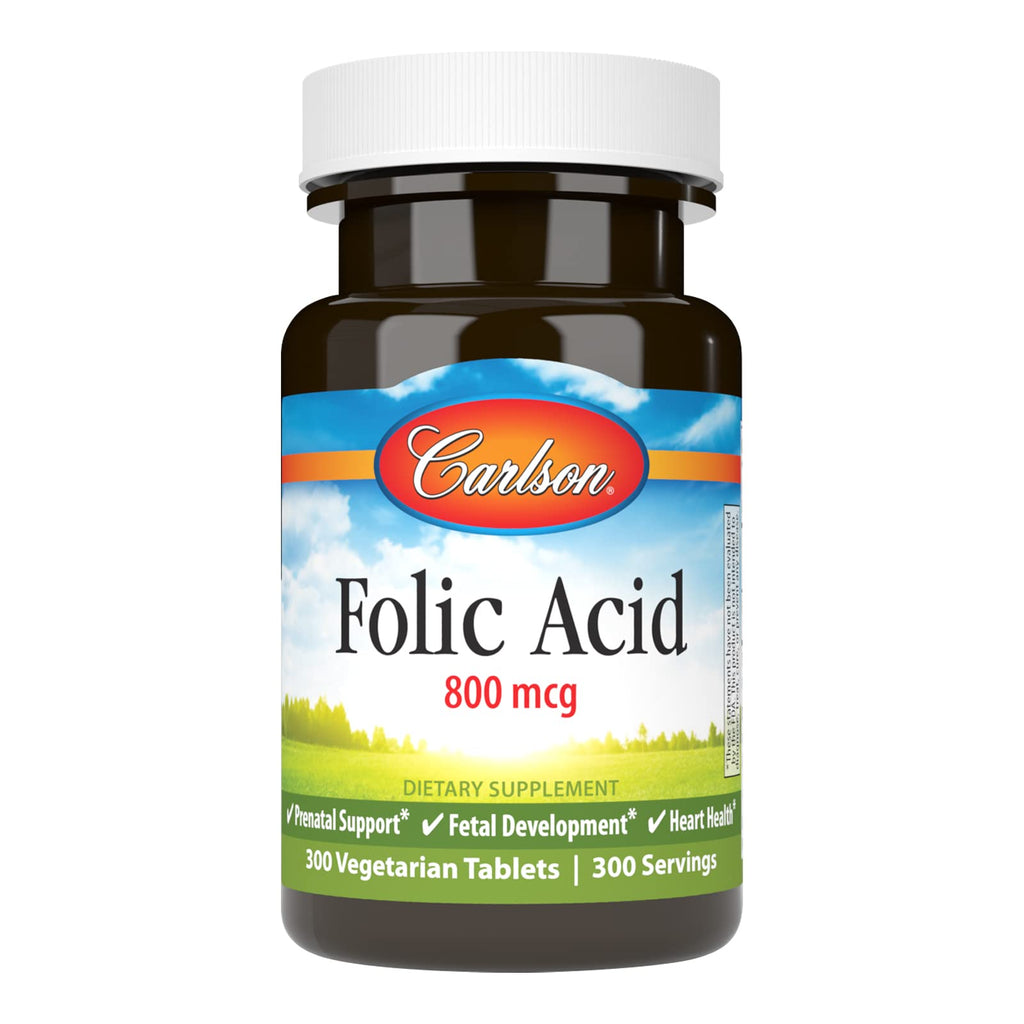 Carlson Folic Acid, 800 mcg, Prenatal Support, 300 Tablets