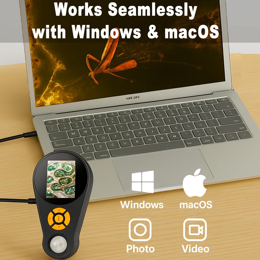 Magnifying Glass with Light Digital Microscope Handheld 2.0 inch IPS Color Screen,Portable Digital Magnifying Glass 500x,Marco Microscopes,uilt-in 8LED Lights,USB Compatible with PC Windows, Mac OS