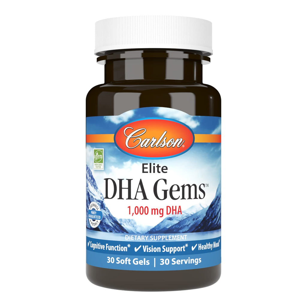 Carlson Elite DHA Gems, 1000 mg, DHA in a Single Soft Gel, 30 Soft Gels