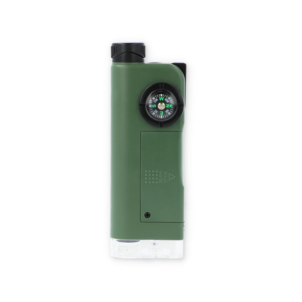 Carson X-Scope Kids 7 Function Multi Purpose Optical Pocket Tool with 30x Microscope, 8x Telescope, 9x Fold-Out Magnifier, Flashlight, Signal Whistle, Directional Compass and Digital Clock (CP-11)