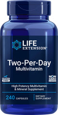 Life Extension Two-Per-Day Multivitamin, Vitamins B, C, D, zinc, Packed with Over 25 Vitamins, Minerals & extracts, Two-Month Supply, Non-GMO, Gluten-Free, 240 Capsules
