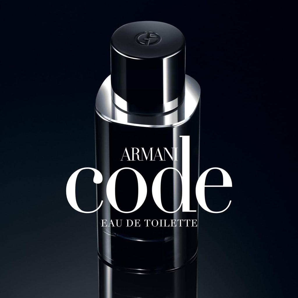 Armani Beauty- Code Eau de Toilette - 2-Piece Cologne Travel Set - Ambery Woody Fragrance - Citrus, Lavandin, Tonka Bean Notes - Full Size (2.5 Fl Oz) & Travel Size (0.5 Fl Oz)