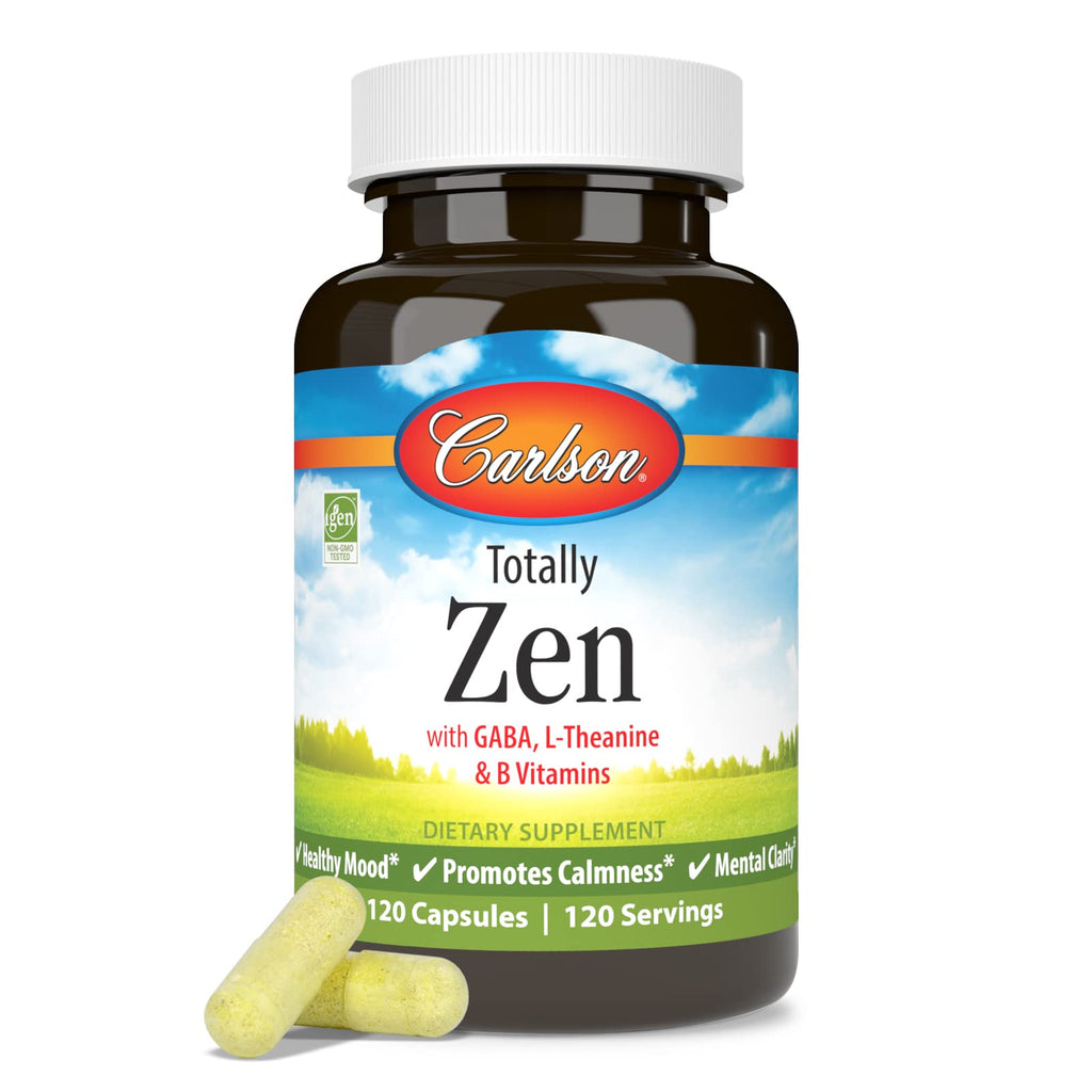 Carlson Totally Zen, GABA, L-Theanine, 120 Capsules