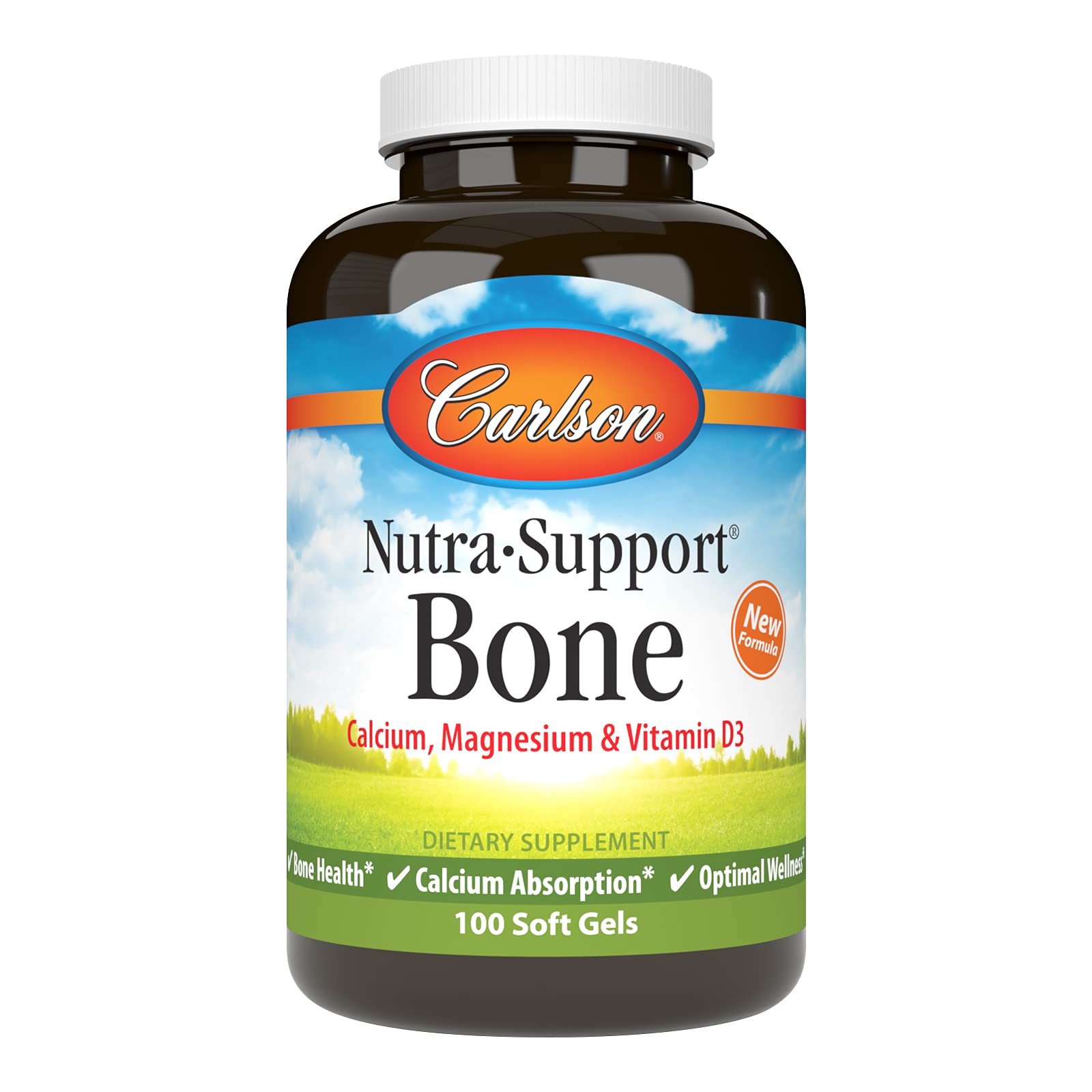 Carlson Nutra-Support Bone, Calcium, Magnesium, 100 Softgels
