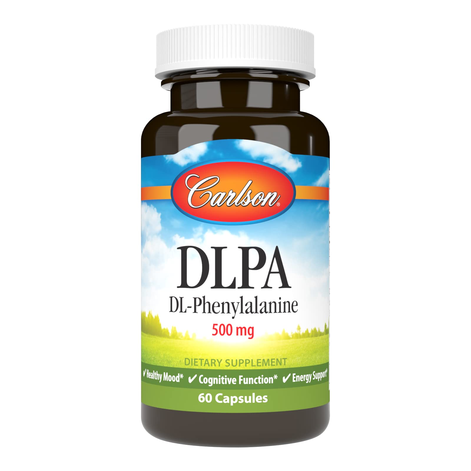 Carlson DLPA DL-Phenylalanine, 500 mg, Nerve Health, 60 Capsules