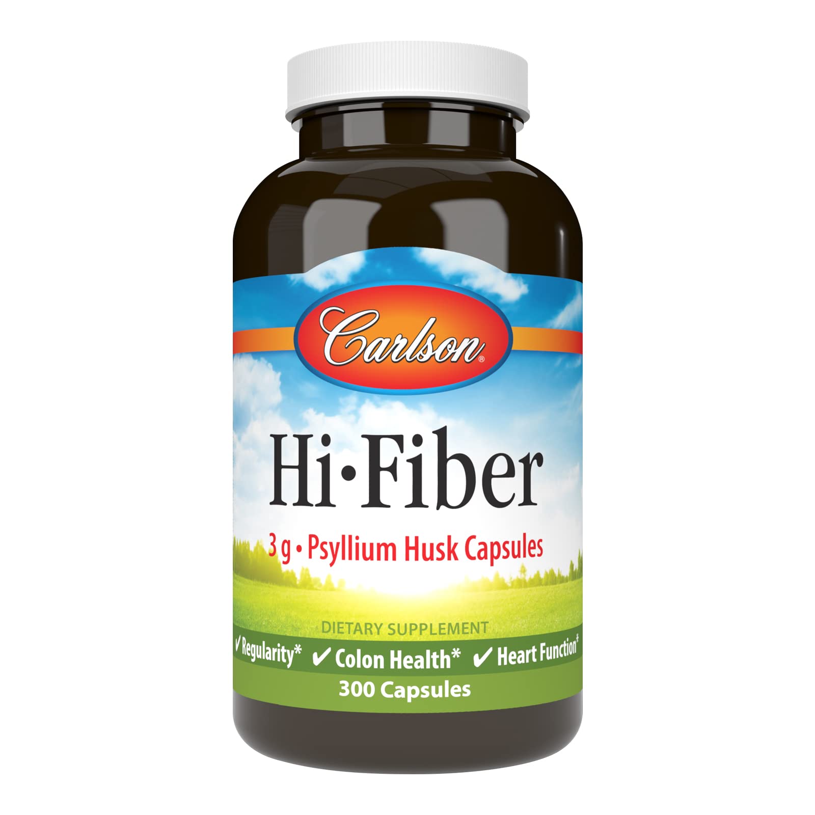 Carlson Hi-Fiber, 3 g, Psyllium Husk Capsules, Regularity, 300 Capsules