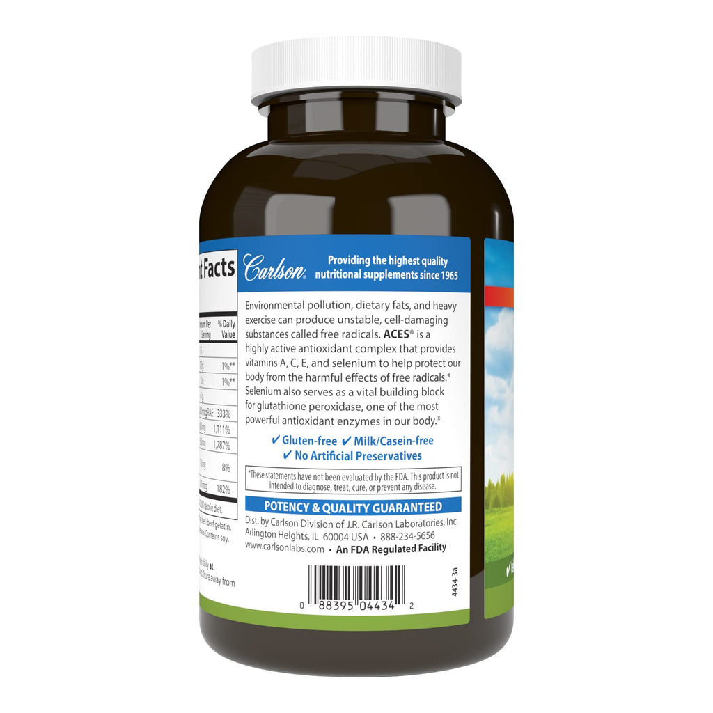 Carlson ACES, Vitamins A, C, E + Selenium, Cellular Health, 300 Softgels