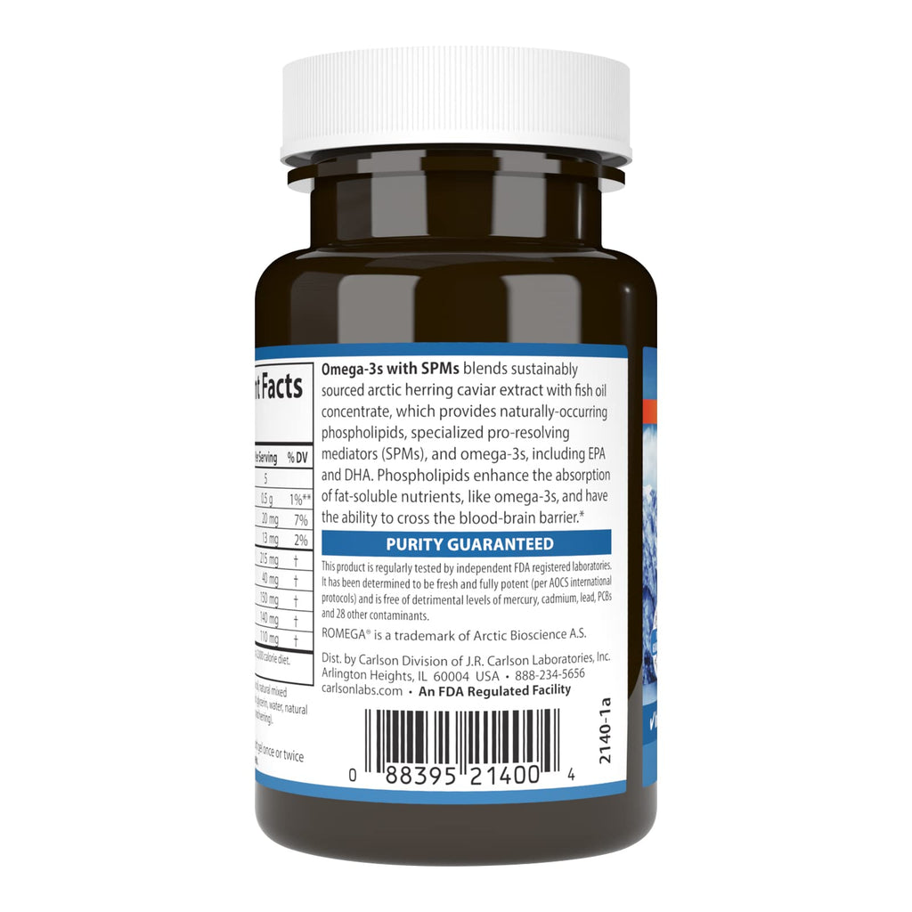 Carlson Omega-3s with SPMs, Phospholipid Omega-3s, 60 Softgels