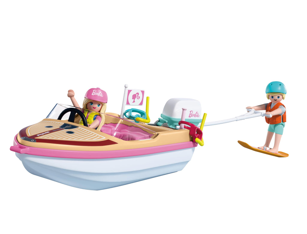Playmobil | Barbie x Barbie Adventure Boat | Speedboat with Barbie & Ken | Malibu Summer Vibes & Water Adventure | Creative Playset for Children Aged 4+ | 72122